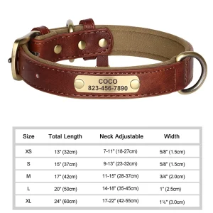 Leather Personalized Dog Collar Custom Engraved