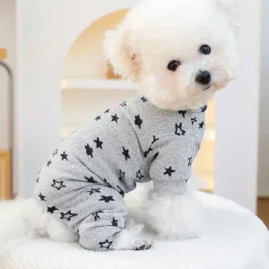 Gray Star-Printed Pet Jumpsuit
