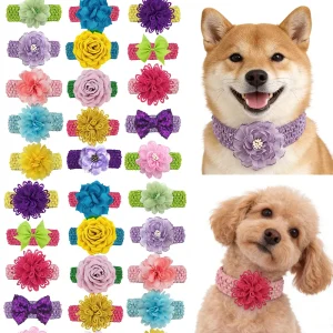 50/30pcs Easter Style Pet Dog Bowtie