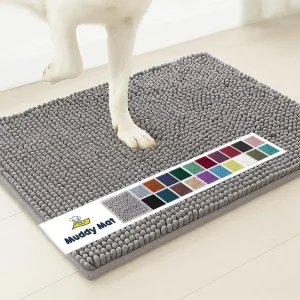 Super Absorbent Microfiber Dog Door Mat, Grey 24x35 inches