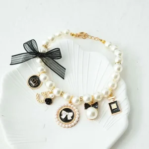 Pet Pearl Collar Dog Princess Bow Necklace