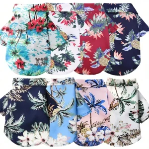 4-Pack Pet Summer Shirts with Tropical Floral  Print
