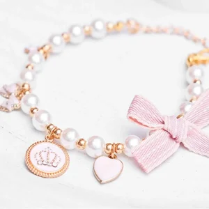 Fashion Pet Necklace Pearl Crown Collar Accessories