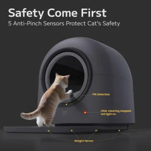 Self Cleaning Automatic Litter Box, Hands Free Smart Safety,