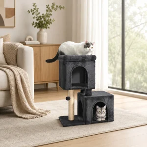 30-Inch Cat Tree with 2 Cozy Condos and Sisal Scratching Post