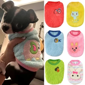Cute Print Tea Cup Dog Sweater, Winter Warm Fleece