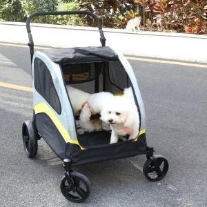 Pet Stroller for 2 Dogs, Zipper Divider and Wheels,