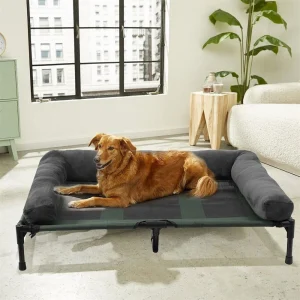Extra Large Orthopedic Dog Bed Bolster Microfiber & Leather