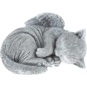 Serene Slumber Kitten Angel Statue for Pet Memorial in Garden