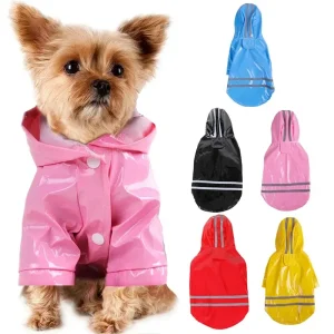 Summer Outdoor Pet Rain Coat S-XL with Hoody, Waterproof