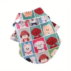 Small Dog Shirt, Lightweight Breathable Plaid Cartoon