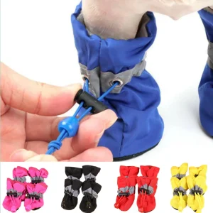 4pcs/set Waterproof Pet Dog Shoes,  Anti-slip Rain Boots Footwear