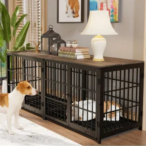 Furniture Style Dog Crate Metal and Wood