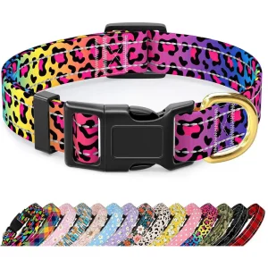 Adjustable Leopard-Patterned Nylon Collar for Small Dogs and Cats,