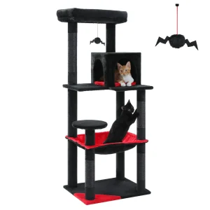 Gothic Cat Tree for Indoor Cats, Tall Cat Tower with Super Large Hammock